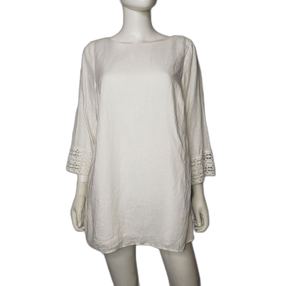 LILLY PULITZER White Linen Tunic Top Womens Size Medium